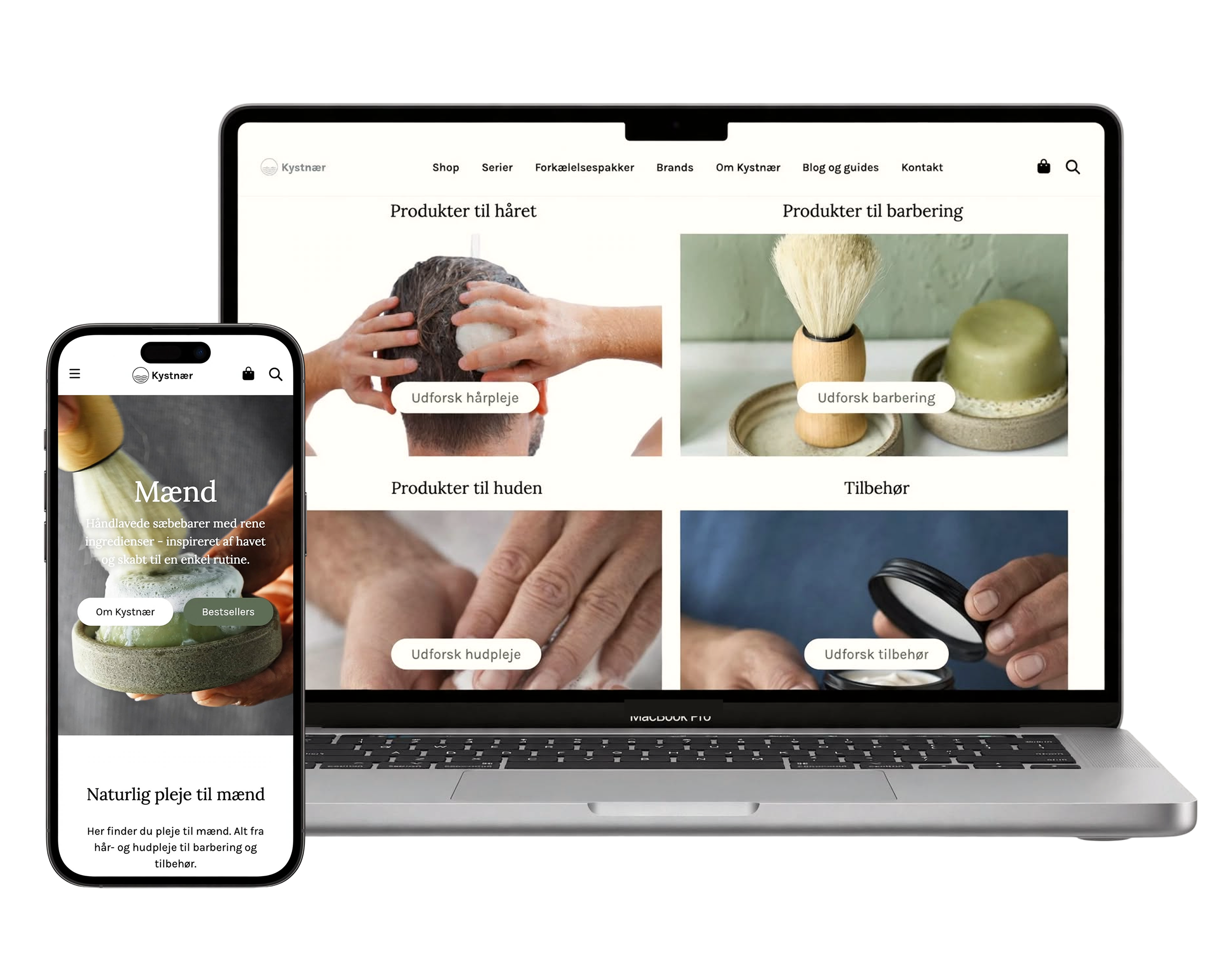 Kystnær website shown on a laptop and mobile phone